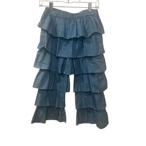 Kalliope kids boutique ruffles pants wide leg new with tags sz 10/12 blue white